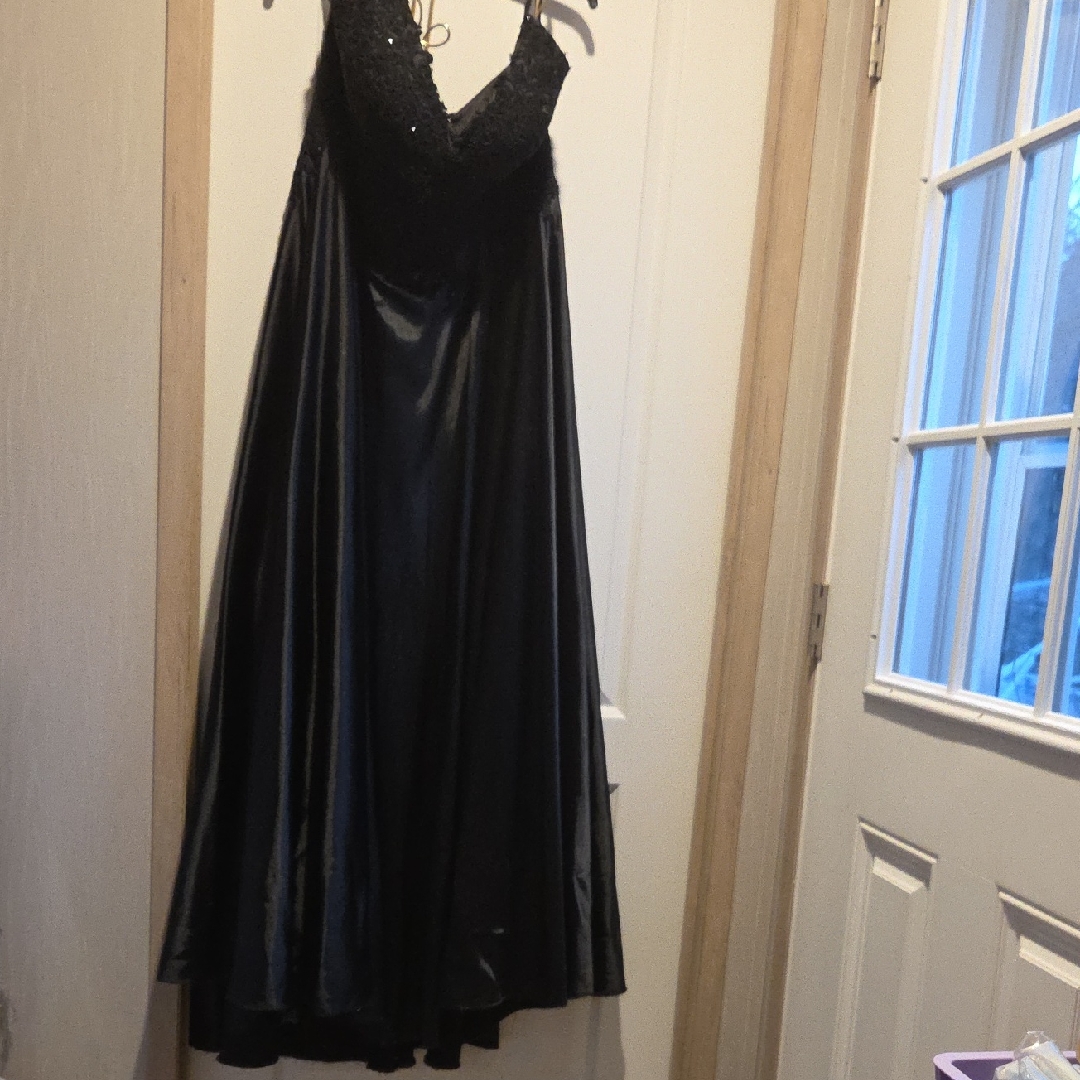 Faviana Black Beaded V-Neck Prom Gown